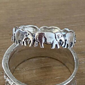 Sterling Silver Elephant Eternity Ring Size 9